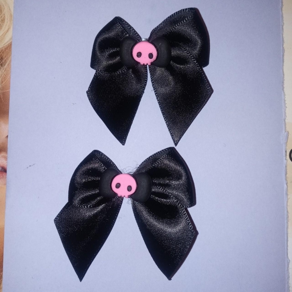 Kuromi bow ribbon hair clips